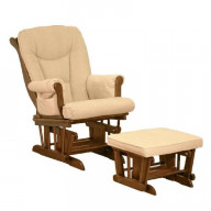 Sleigh Glider Chair W/ Ottoman Espresso W/ Dark Beige Cushion