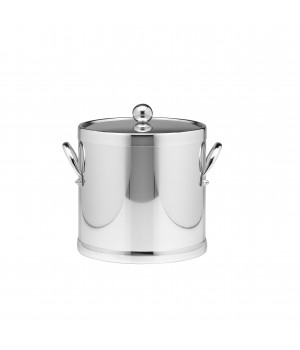 Polished Chrome 3 Qt Ice Bucket W/ Side Handles & Metal Cover