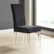 Armen Living Dalia Modern And Contemporary Dining Chair In Black Velvet With Acrylic Legs (Set Of 2)