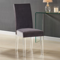 Armen Living Dalia Modern And Contemporary Dining Chair In Gray Velvet With Acrylic Legs (Set Of 2)