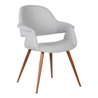 Armen Living Phoebe Mid-Century Dining Chair In Walnut Finish And Gray Fabric