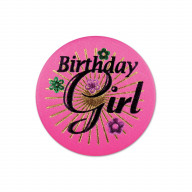 Birthday Girl Satin Button (Pack Of 6)