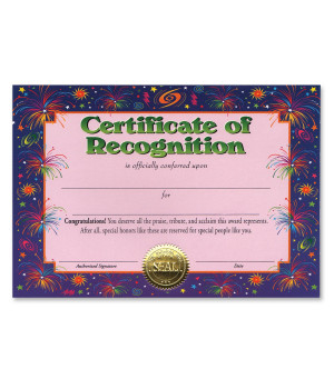 Certificate Of Recognition (Pack Of 6)