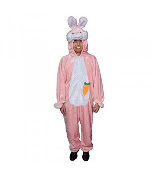 Adult Easter Bunny Pink Plush Costume - Size Adult (one size fits most)