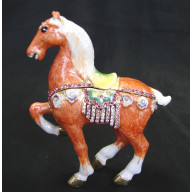 Bejeweled Orange Horse Statue