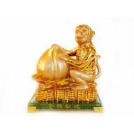 Golden Monkey Statue with Feng Shui Peach