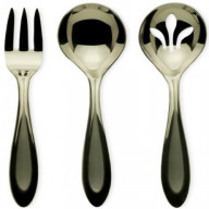 Fontur Platinum Mirror Finish, Platinum Insert 3pc Hostess Set: Serving Spoon, Pierced Serving Spoon, Cold Meat Fork