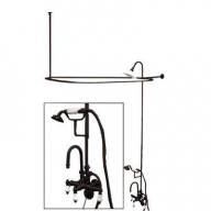 Kingston Brass Vintage High Rise Gooseneck Clawfoot Tub and Shower Package with Porcelain Lever Handles in Oil Rubbed Bronze