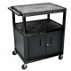 Luxor Endura Black 3 Shelf Presentation Cart W/ Cabinet 40 1/4
