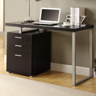 Computer Desk, Home Office, Laptop, Left, Right Set-Up, Storage Drawers, 48"L, Work, Metal, Laminate, Brown, Grey, Contemporary, Modern