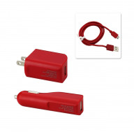 3IN1 CHARGER WITH DATA CABLE FOR V9 / MICRO-USB RED