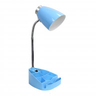 Limelights Gooseneck Organizer Desk Lamp with iPad Tablet Stand Book Holder, Blue