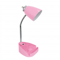 Limelights Gooseneck Organizer Desk Lamp with iPad Tablet Stand Book Holder and USB port, Pink