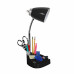 Limelights Gooseneck Organizer Desk Lamp with iPad Tablet Stand Book Holder and Charging Outlet, Black