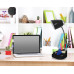 Limelights Gooseneck Organizer Desk Lamp with iPad Tablet Stand Book Holder and Charging Outlet, Black
