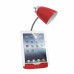 Limelights Gooseneck Organizer Desk Lamp with iPad Tablet Stand Book Holder and Charging Outlet, Red