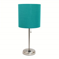 LimeLights Stick Lamp with Charging Outlet and Fabric Shade