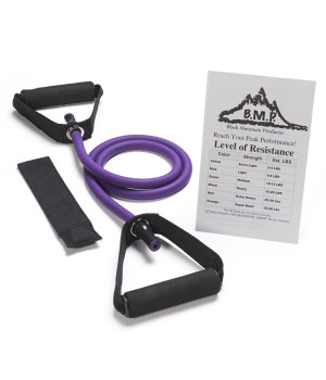Black Mountain Products Single Resistance Band Purple - Door Anchor and Starter Guide Included 45-50lbs