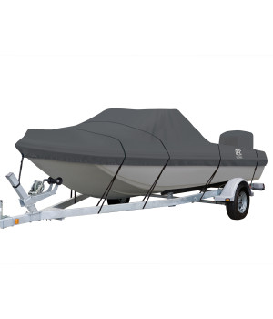 Classic Accessories StormPro Heavy Duty Tri-Hull Outboard Cover with Support Pole, Fits Boats 17'6