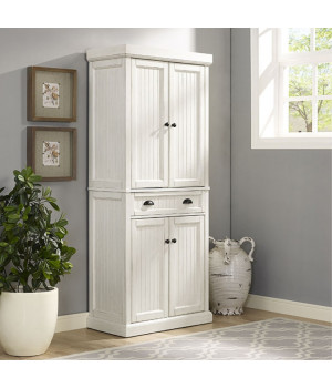 SEASIDE KITCHEN PANTRY IN DISTRESSED WHITE FINISH