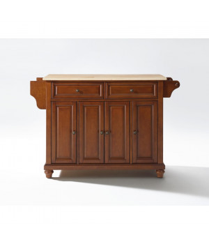 CAMBRIDGE NATURAL WOOD TOP KITCHEN ISLAND IN CLASSIC CHERRY FINISH