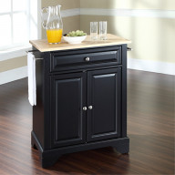 LAFAYETTE NATURAL WOOD TOP PORTABLE KITCHEN ISLAND IN BLACK FINISH