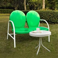 GRIFFITH 2 PIECE METAL OUTDOOR CONVERSATION SEATING SET - LOVESEAT & TABLE IN GRASSHOPPER GREEN FINISH