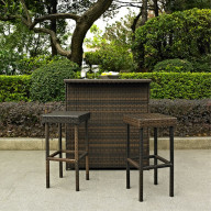 PALM HARBOR 3 PIECE OUTDOOR WICKER BAR SET - BAR & TWO STOOLS