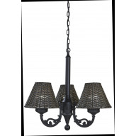Versailles Chandelier 17750 with Black Body and Walnut Wicker Shades
