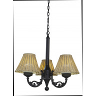 Versailles Chandelier 19750 with Black Body and Stone Wicker Shades