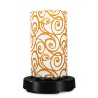 PatioGlo LED Table Lamp, Bright White, Orange Swirl Fabric Cover 73800