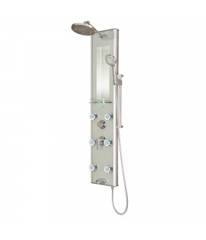 PULSE ShowerSpas Kihei II ShowerSpa Silver Glass Shower Panel