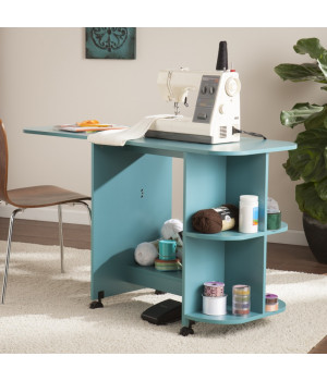 Expandable Rolling Sewing Table/Craft Station - Turquoise