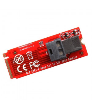 U.2 (SFF-8639) to M.2 (PCIe I/F) Adapter, PCI-Express 3.0 x4 Base, Built-in 1x 36-pin SFF-8643 Female Plug Connector and 1x M.2 NGFF M-Key Receptacle Connector, Support NVM Express (NVME), Data Transfer Rate up to 12 Gbps, Support M.2 Card Size: 22*30, 22