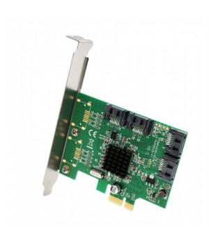 PCIe x1 Interface Version 1.0, 4-Port Internal SATA 6Gbps Controller Card, Non-Raid, Marvell 88SE9215 Chipset, with Low Profile Bracket
