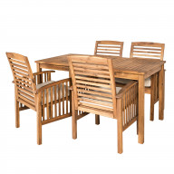 Outdoor Classic Traditional Modern Contemporary Acacia Wood Simple Patio 5-Piece Dining Set - Brown