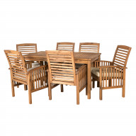 Outdoor Classic Traditional Modern Contemporary Acacia Wood Simple Patio 7-Piece Dining Set - Brown