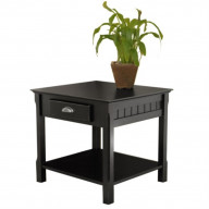 Ergode Timber Accent End Table with Drawer, Black