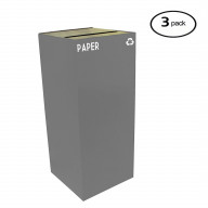 Witt Industries 36GC02-SL GeoCube Recycling Receptacle with Slot Opening, Steel, 36 gal, Slate (Set of 3)