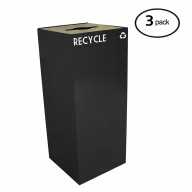 Witt Industries 36GC04-CB GeoCube Recycling Receptacle with Combination Slot/Round Opening, Steel, 36 gal, Charcoal (Set of 3)