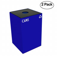 Witt Industries 24GC01-BL GeoCube Recycling Receptacle with Round Opening, Steel, 24 gal, Blue (Set of 2)