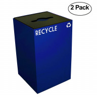 Witt Industries 24GC04-BL GeoCube Recycling Receptacle with Combination Slot/Round Opening, Steel, 24 gal, Blue (Set of 2)