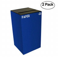 Witt Industries 28GC02-BL GeoCube Recycling Receptacle with Slot Opening, Steel, 28 gal, Blue (Set of 2)