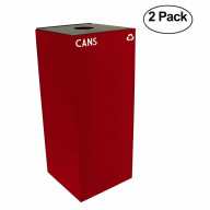 Witt Industries 36GC01-SC GeoCube Recycling Receptacle with Round Opening, Steel, 36 gal, Scarlet (Set of 2)
