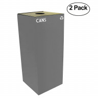 Witt Industries 36GC01-SL GeoCube Recycling Receptacle with Round Opening, Steel, 36 gal, Slate (Set of 2)