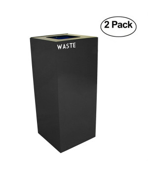 Witt Industries 36GC03-CB GeoCube Recycling Receptacle with Waste Opening, Steel, 36 gal, Charcoal (Set of 2)