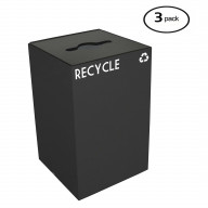 Witt Industries 24GC04-CB GeoCube Recycling Receptacle with Combination Slot/Round Opening, Steel, 24 gal, Charcoal (Set of 3)