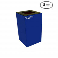 Witt Industries 28GC03-BL GeoCube Recycling Receptacle with Waste Opening, Steel, 28 gal, Blue (Set of 3)