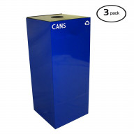 Witt Industries 36GC01-BL GeoCube Recycling Receptacle with Round Opening, Steel, 36 gal, Blue (Set of 3)