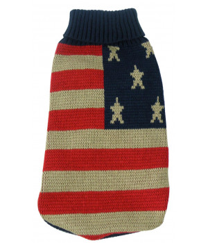 Patriot Independence Star Heavy Knitted Fashion Ribbed Turtle Neck Dog Sweater